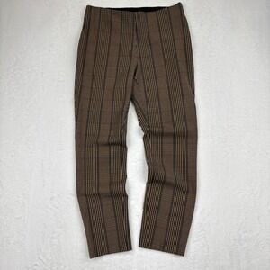 A New Day Brown Plaid Skinny Ankle Pants Mens 6 Elastic Waist Dress Trousers